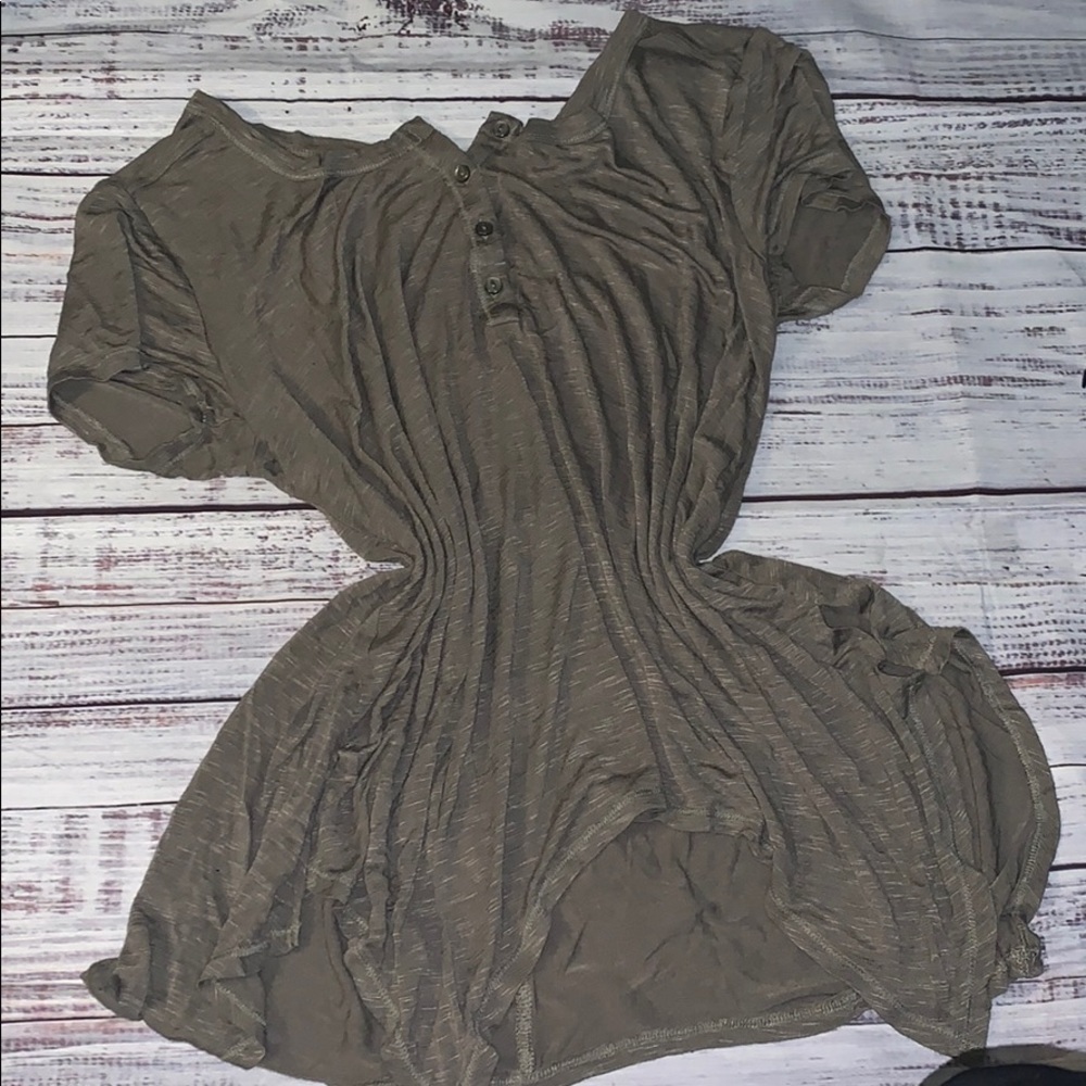 Olive Green Asymmetrical Hem Top